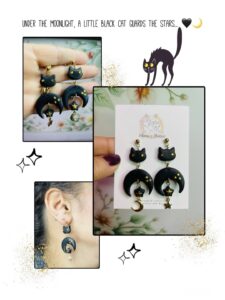 Orecchini “Midnight Magic” in argilla polimerica, realizzati a mano