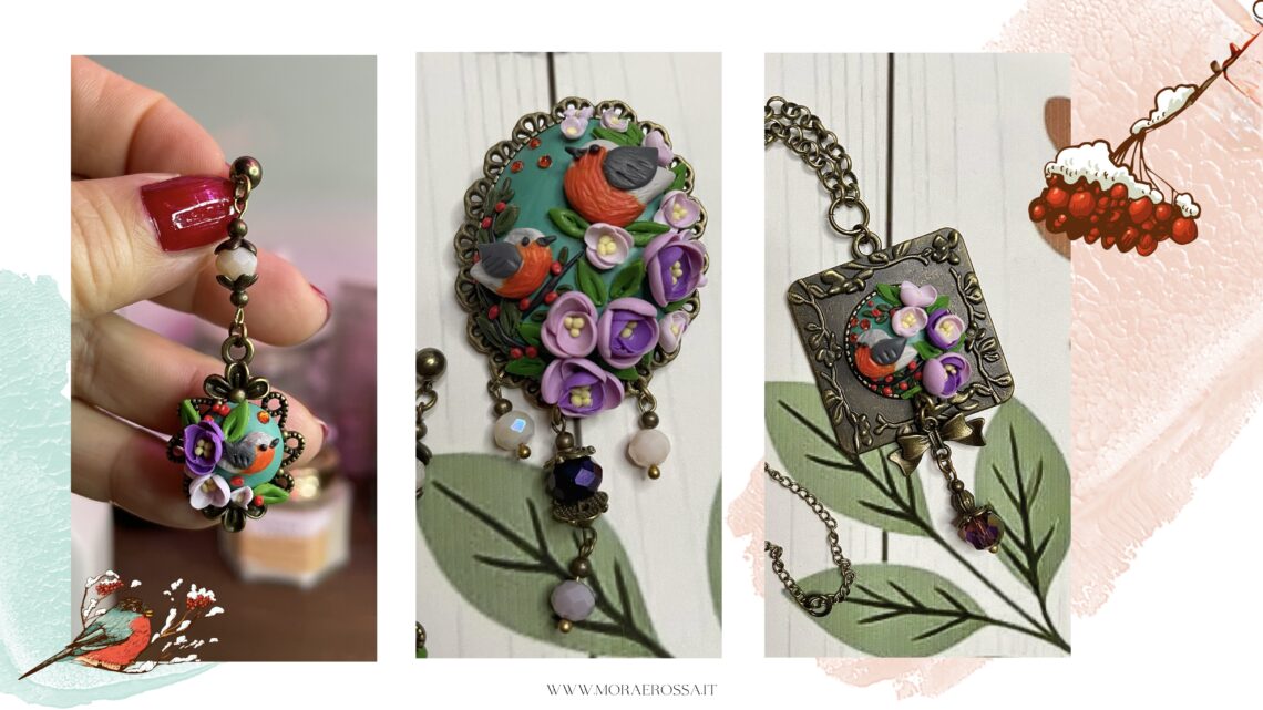 Ruby il Pettirosso: collezione di gioielli artigianali in argilla polimerica ispirati alla natura